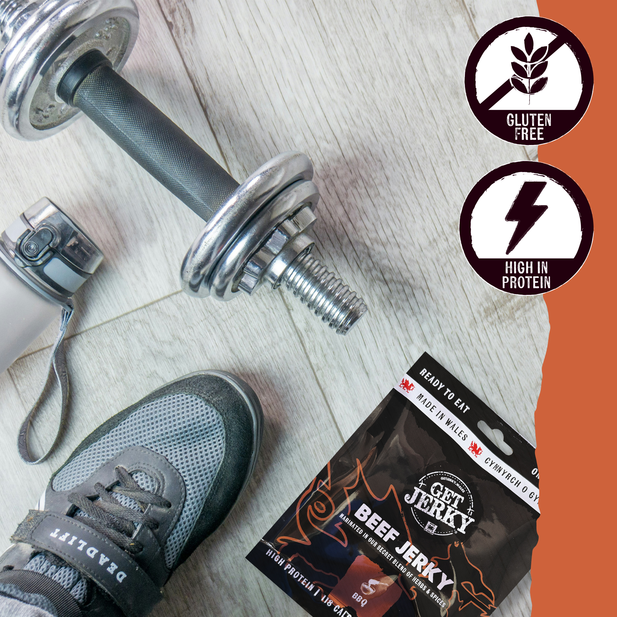 BBQ Beef Jerky in the gym