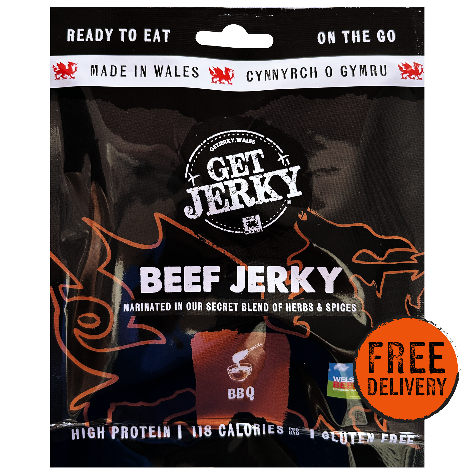 BBQ Beef Jerky, Premium Welsh Jerky