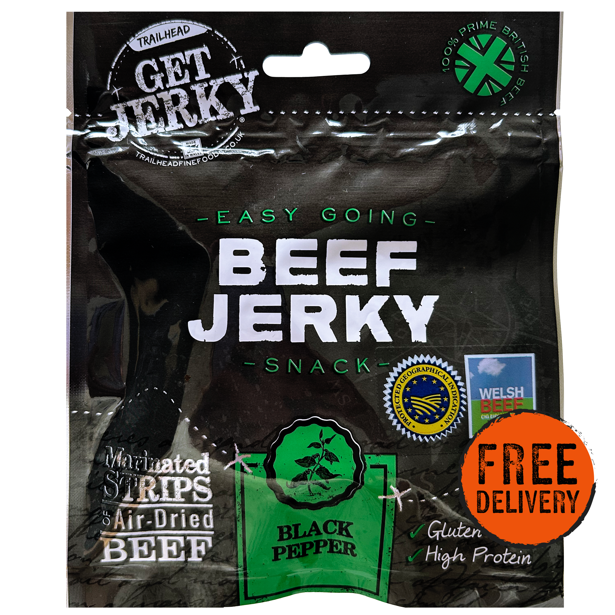 Black Pepper Beef Jerky, Premium Welsh Jerky
