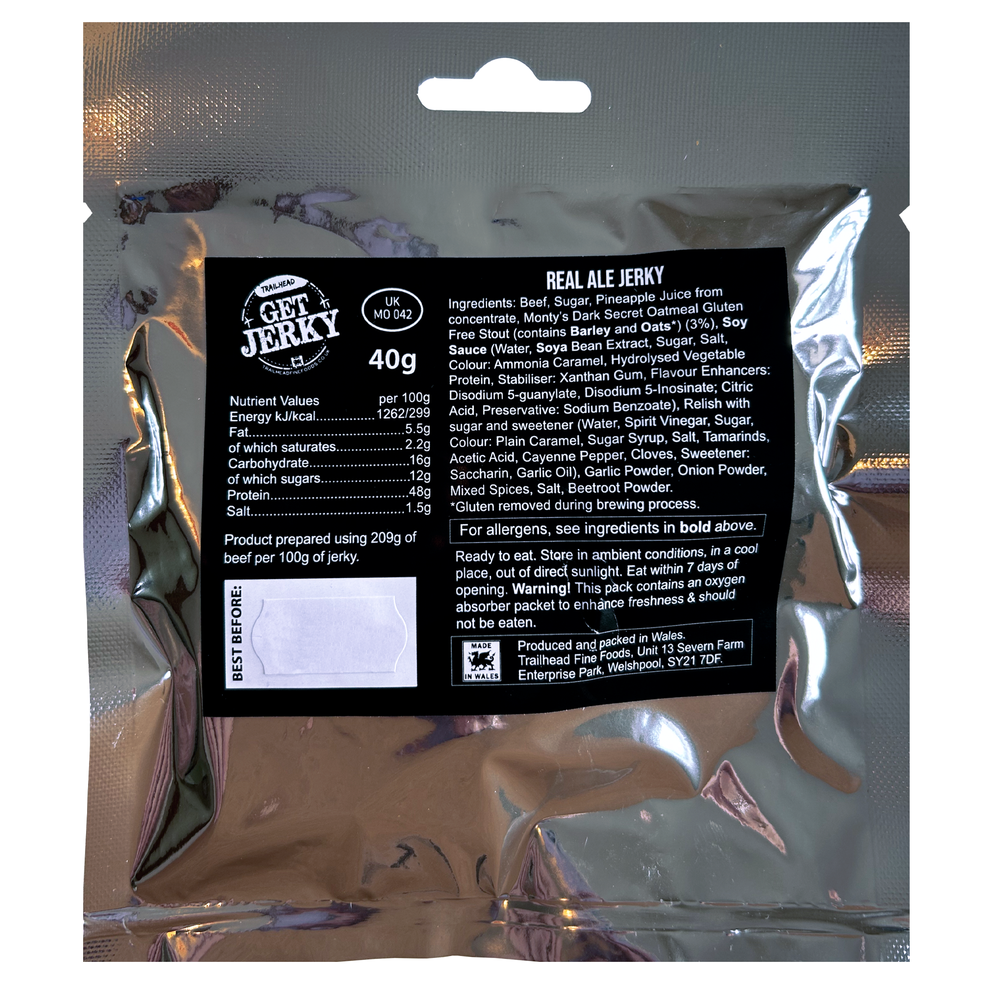 Ale Beef Jerky Pack Back