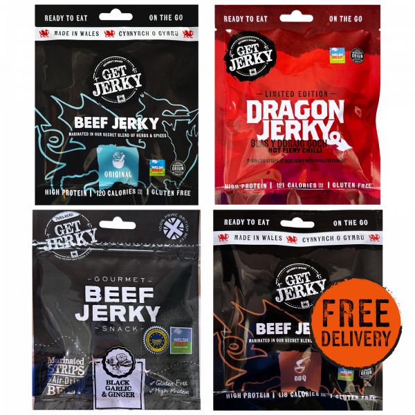 Favourites Beef Jerky 4 Pack, Premium Welsh Jerky