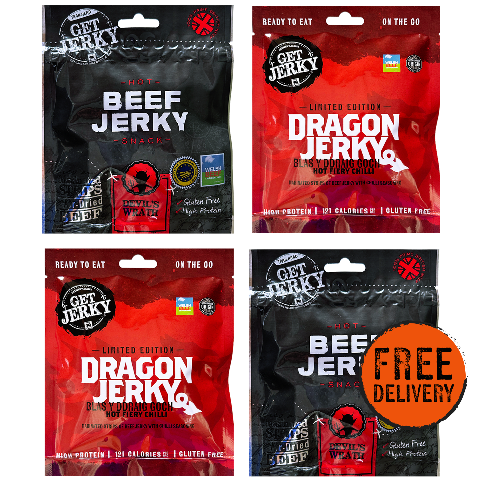 Spicy Beef Jerky Set, Premium Welsh Jerky